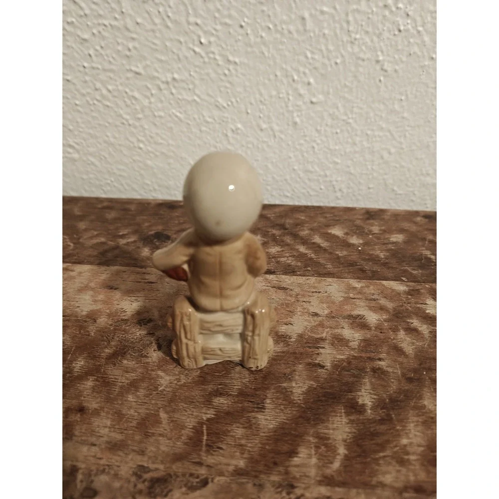 Vintage Occupied Japan Boy Holding Basket Figurine